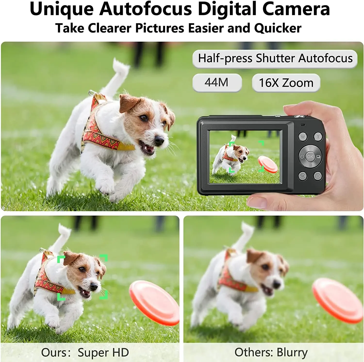 Description Picture 6 of itemHD Digital Camera 44MP 1080P FHD Photography Camera Video Camcorder 16X Zoom Portable Vlogging Camera for Kids Adults Beginners