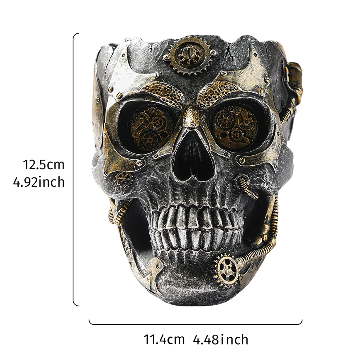 1PC, Halloween party punk-style mechanical white, black gold, and silver-black skull-shaped vases