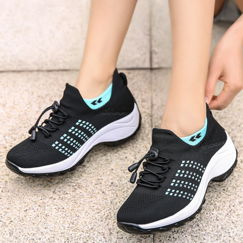 Womens Sneakers Women's Walking Shoes Sock Sneakers Nursing Shoes Casual Platform Loafers Non-Slip