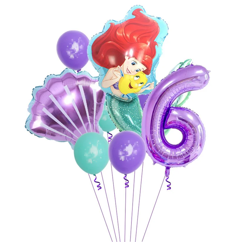 thumbnail image 1 of Decoración para fiesta de cumpleaños de La Sirenita, Princesa Ariel, servilletas de papel, platos, vasos, manteles, globos, suministros para baby shower para niños, 1 of 5