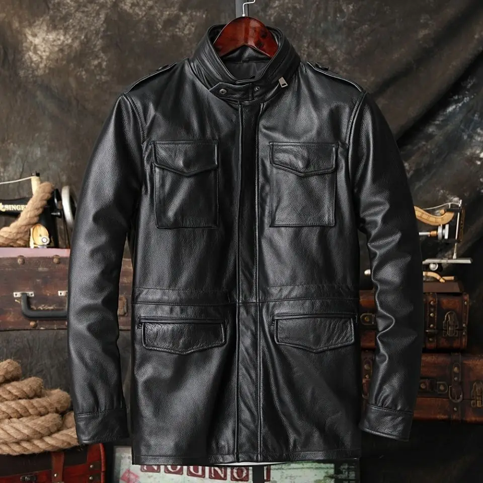 

2022 Spring Autumn Cowhide Jacket.men Genuine Leather Coat.vintage Casual Leather Outwear.men's Classic Leather Clothing A194