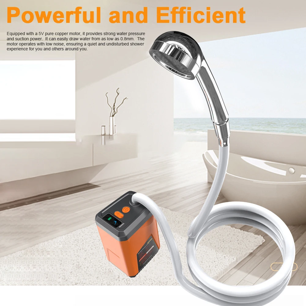 portable camping shower Outdoor Electric Rechargeable Battery Powered Waterproof 3 Water Modes