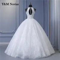 Y&m Novias Real Photo Vintage Lace Beaded Wedding Dresses Halter Neck Bridal Dress Sexy Cheap Wedding Gowns Sweetheart Princess 2