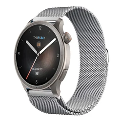 Milanese Stainless Steel Smartwatch Strap - Adjustable Mesh Wristband - Amazfit GTR 4 3 Pro (Silver)