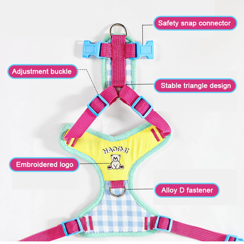 Adjustable Dog Harness And Leash Set For Small Dogs Walking_voghion.com