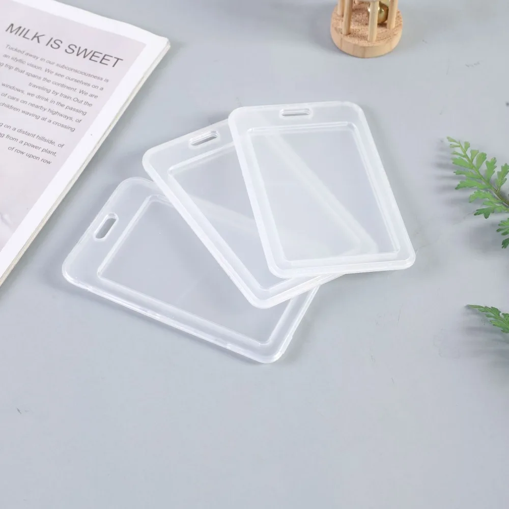 Transparent Card Cover Business Bus Bank Credit Cards Holder Waterproof Id Card Sleeve Plastic Name Cover Hang Rope