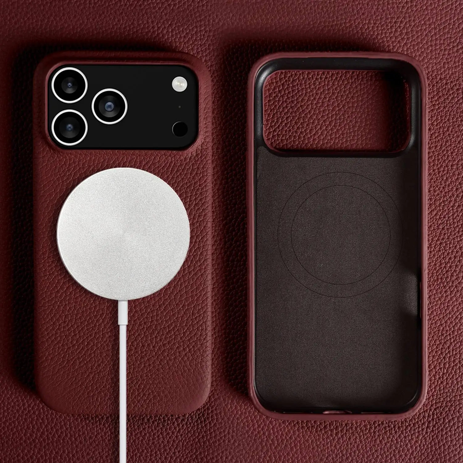 Luxury Magnetic Genuine Leather Phone Case - Business Full Wrapped Back Cover