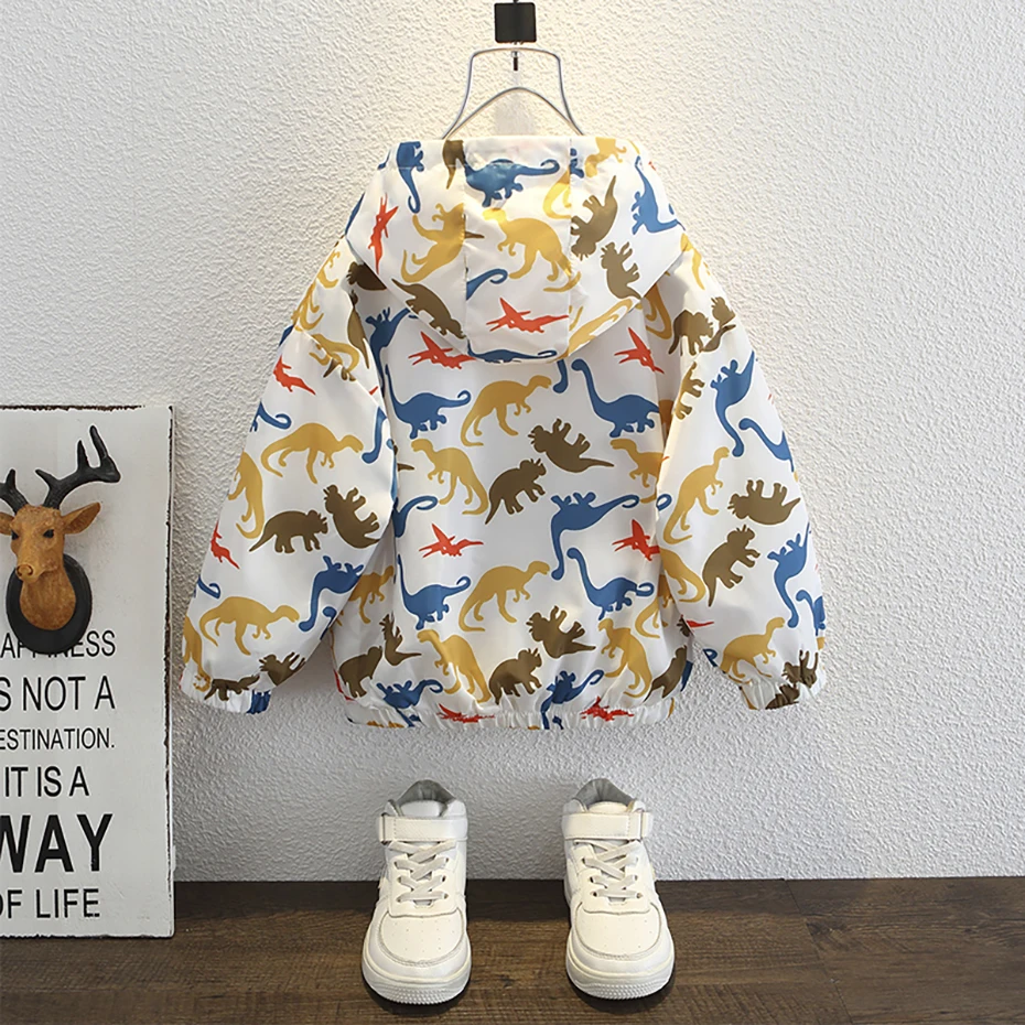 Kids Jacket Outerwear Dinosaurs Pattern Boys Coats Long Sleeve Kids Coat Casual Style Clothes Boys kids jackets
