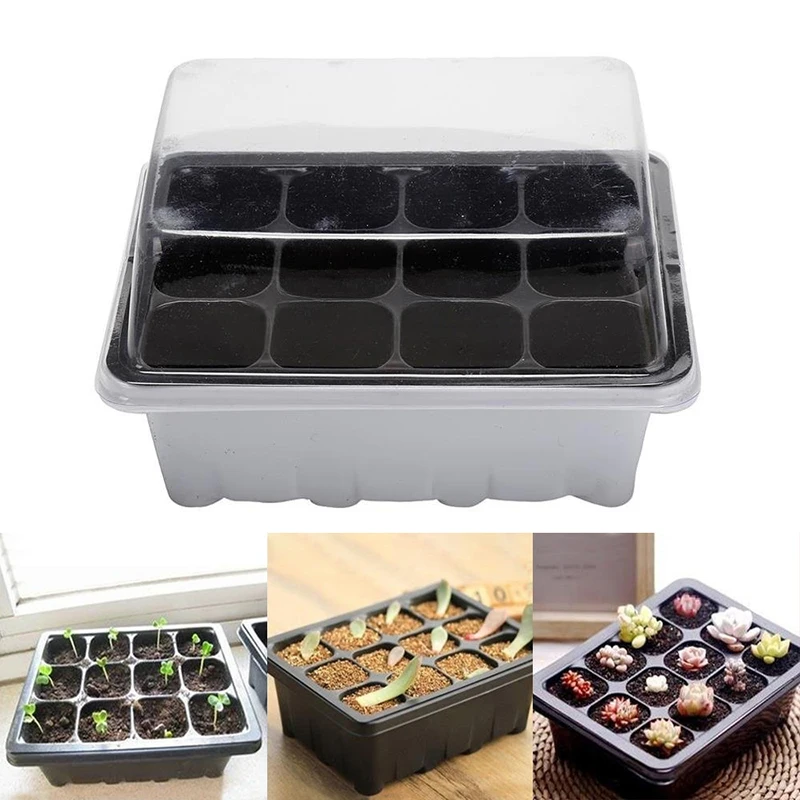 Seedling Box 12 Holes Sowing Nursery Pots Insulation with Lid Succulent Plant Seed Sprout Germination Seedling Pot