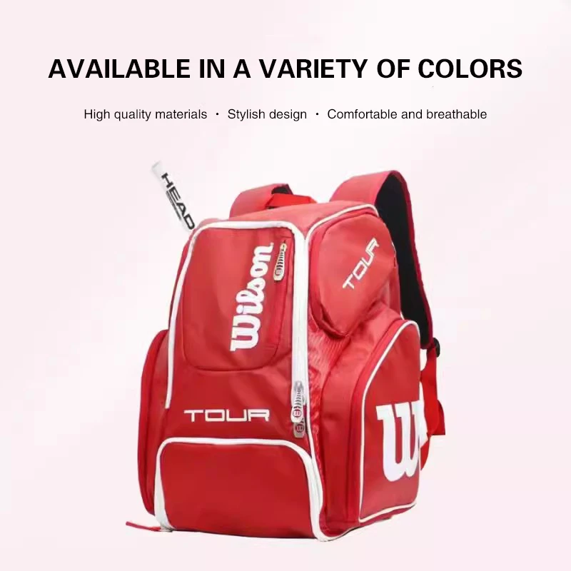 Wilson Tennis Bag Holds 2 Tennis Rackets Tennis Backpack Daily Portable Court Racket Bag Men Women Padel Sports Backpack 4
