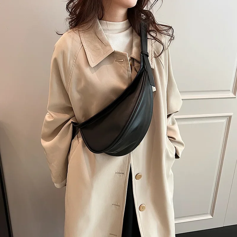 Sewing Thread Shoulder Bags Zipper Women's Bags 2026 Hot Sale PU High Capacity Handbag Solid Saddle Splicing Bolsas De Mujer