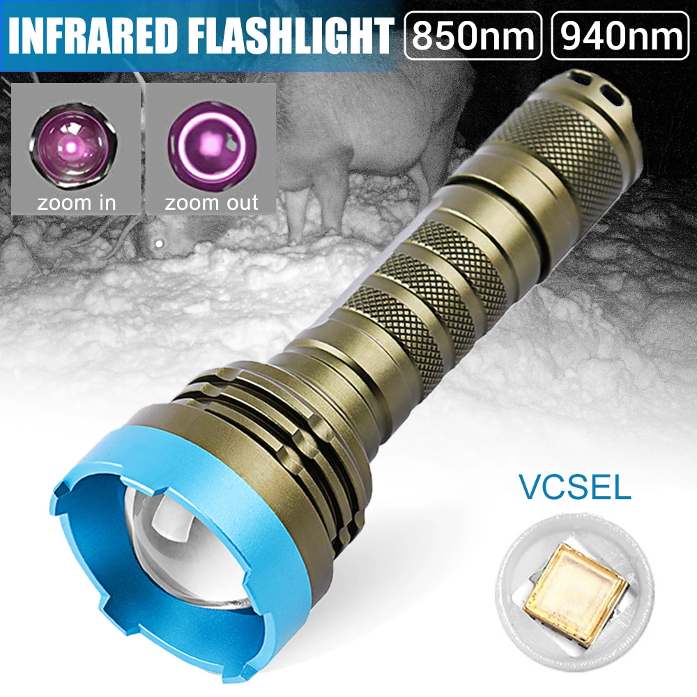 Linterna infrarroja de 850/940nm, iluminador IR con Zoom, Chip VCSEL, linterna LED de visión nocturna, IR táctica para caza| | - AliExpress