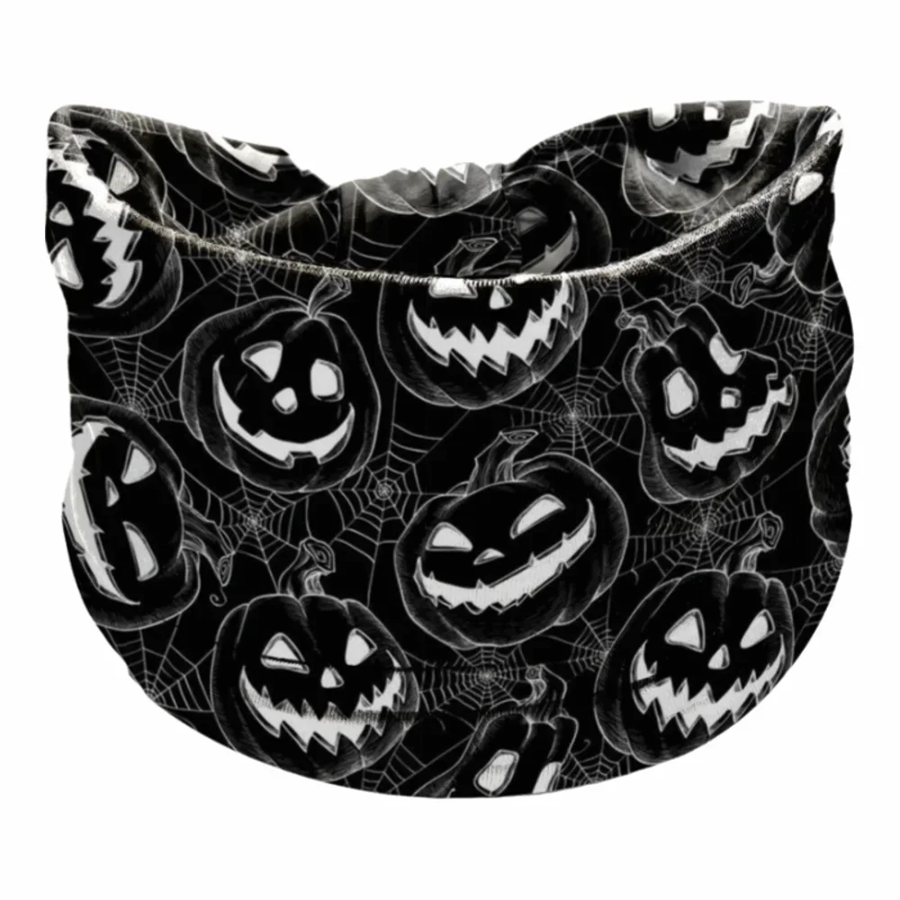 New Skull Print Halloween Headbands Pumpkin Bohemian Elastic Turban Headwear Extra Large Wide Women Headwrap Hair Accessories