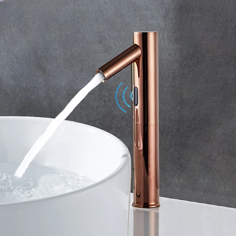 

Infrared Motion Sensor Faucets Bathroom Smart Touchless Tap Basin Sink Rose Gold Induction Grifo Washbasin Modern Battery Faucet