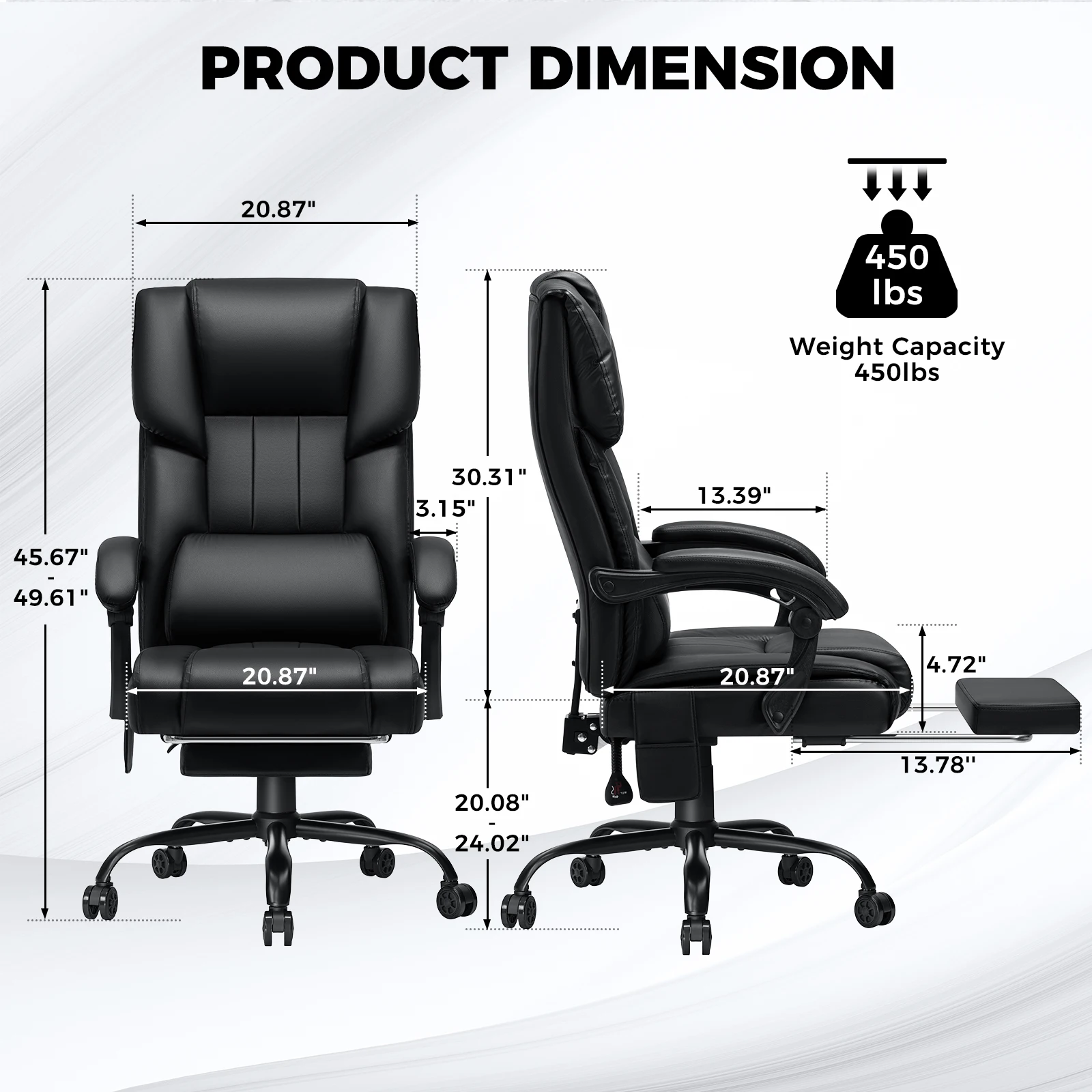 Ergonomic PU Leather Office Chair with Adjustable Height and Lumbar Support