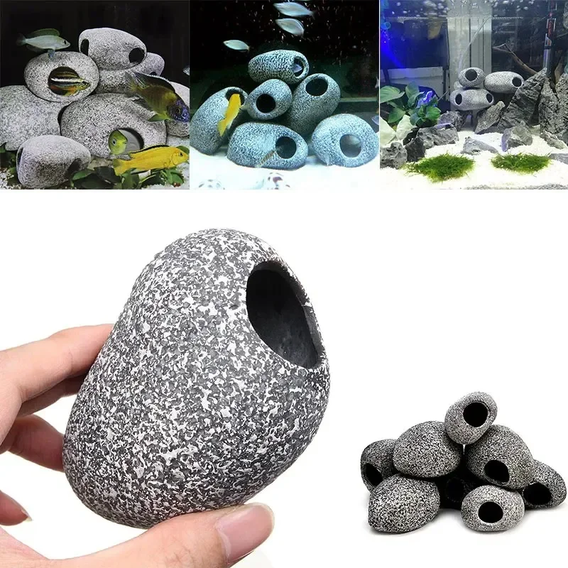 1PC Ceramic Cichlid Stone Cave Aquarium Fish Tank Pond Decoration Shrimp Breeding Ornament