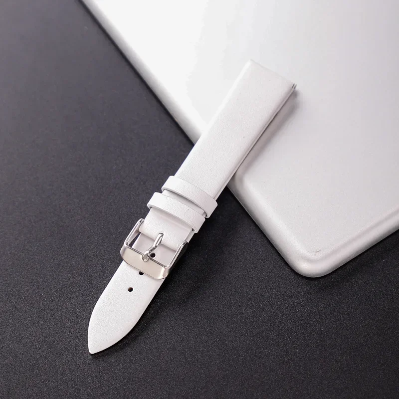 Ultra-Thin Colorful Cowhide Leather Watch Strap with Needle Pattern Design