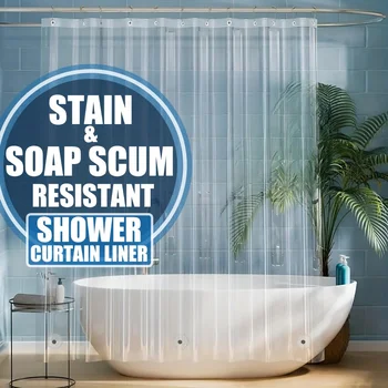 90/180/200cm Clear Shower Curtain Liner, Waterproof Plastic Shower Liner, Cute Lightweight PEVA Shower Curtains for Bathroom