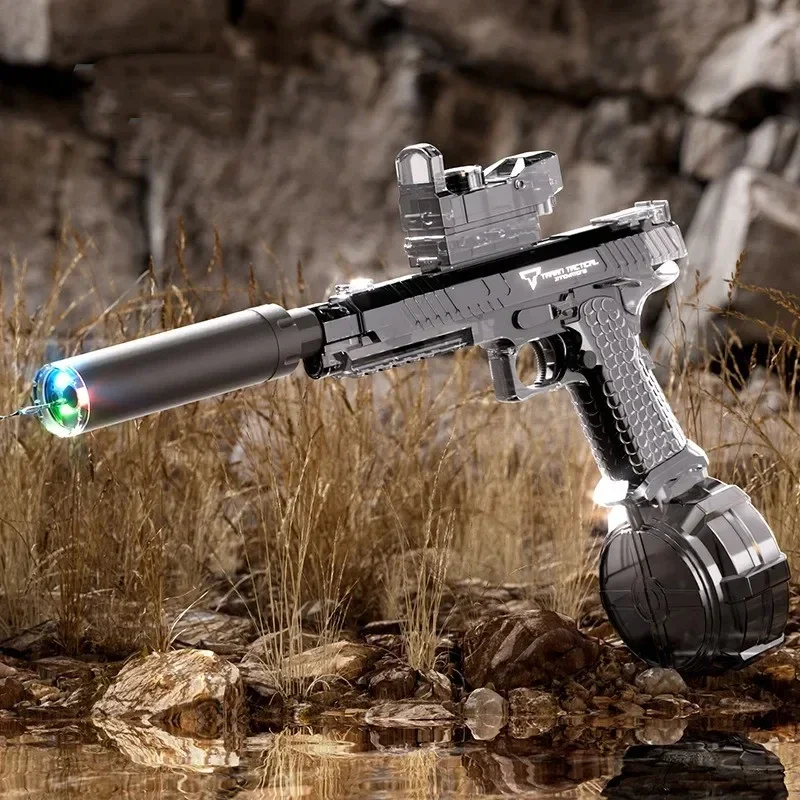 2024 Fully Automatic Desert Eagle Electric Water Gun Shooting Toys,  Colorful Flashing Lights Beach Pool Battle Adult Gifts 2