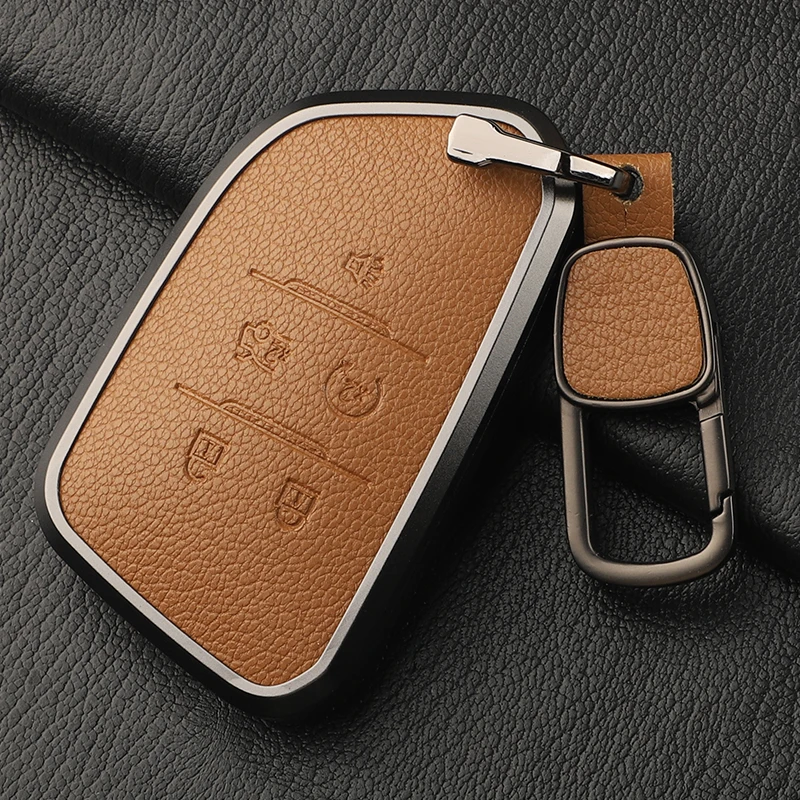

Alloy+Leather Cadillac Car Smart Key Case Cover Holder Protector For Cadillac CT4 CT5 CT4-V C8 Corvette 2018-2024 Accessories