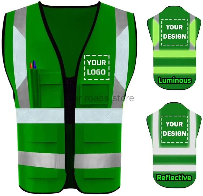 

Cyclying Reflective Safety Vest For Women Men High Visibility Security With Pockets Zipper Front Meets ANSI/ISEA Standards