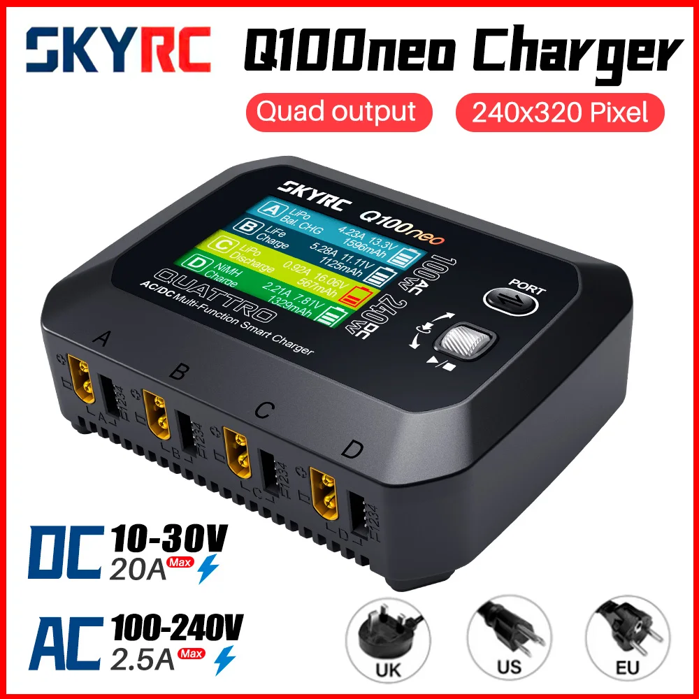 Chargeur RC SkyRC Q100neo 100W 4 canaux pour batteries LiPo NiMH