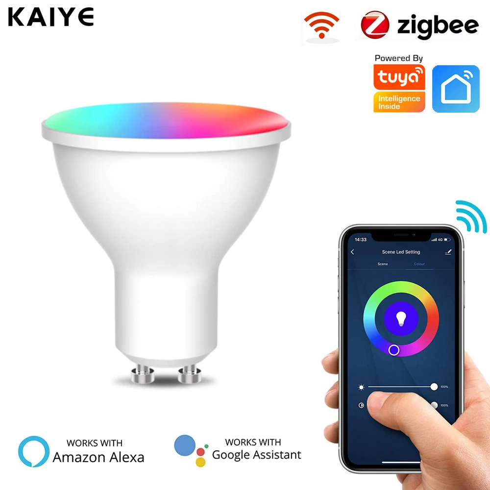 Zigbee GU10 Smart LED Bulbs RGB C+W White 5W Dimmable Lamps Tuya Smart