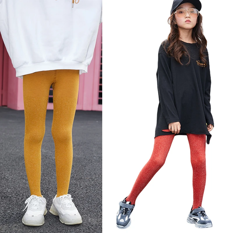 Kid Girls Glitter Metallic Cotton Knitted Tights Shimmering Silver Sparkly Black Pantyhose kids pantyhose ballet tights