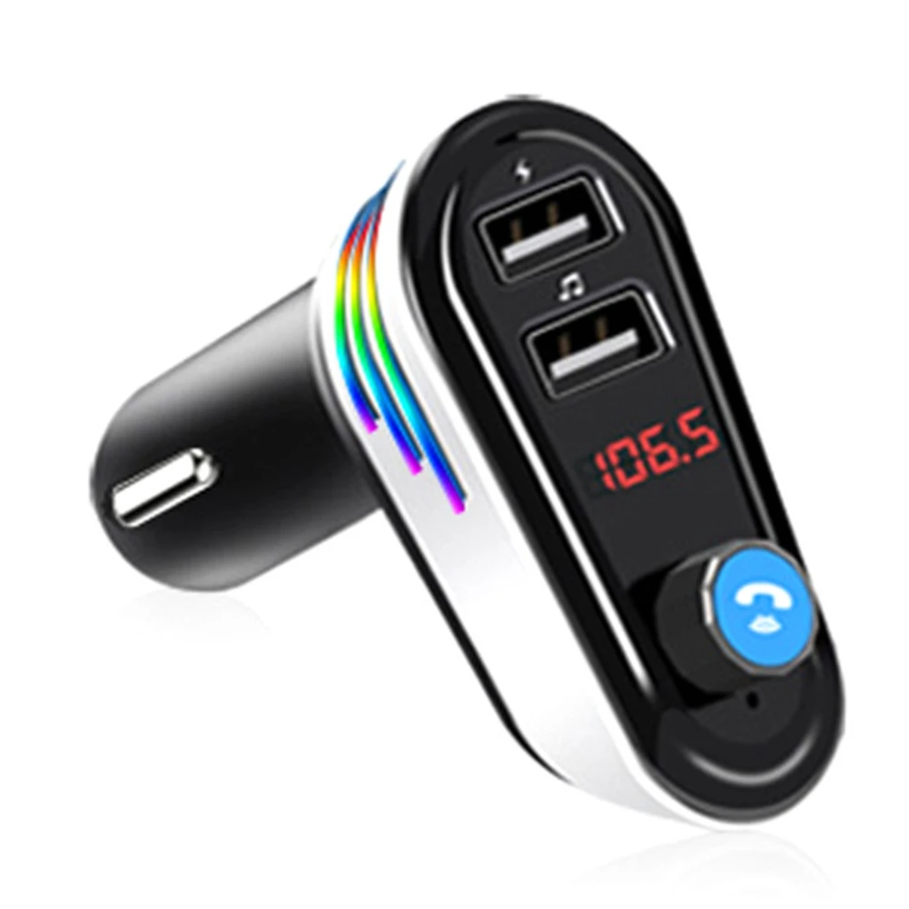 

AP02 Car Bluetooth MP3 Audio Player Handsfree Wireless FM Transmitter Dual USB Car Charger with Colorful