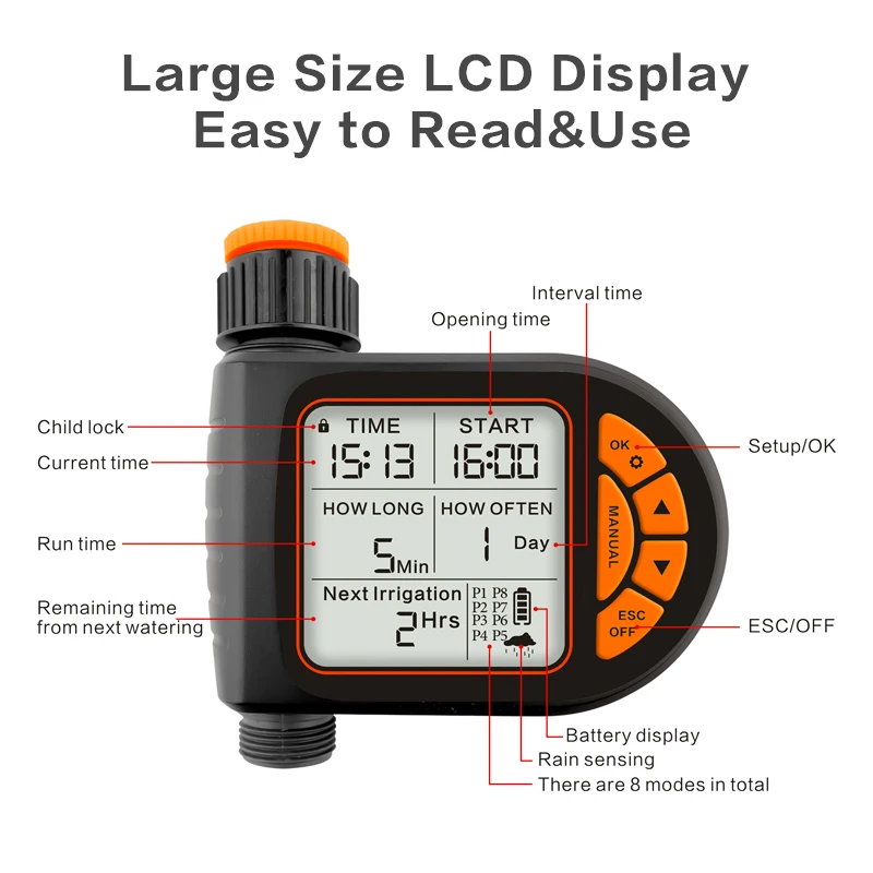 Description Picture 4 of itemRain Seer 2024 New LCD Display Water Timer Waterproof IP65 Home Garden irrigation Rainfall Timer Automatic Controller System