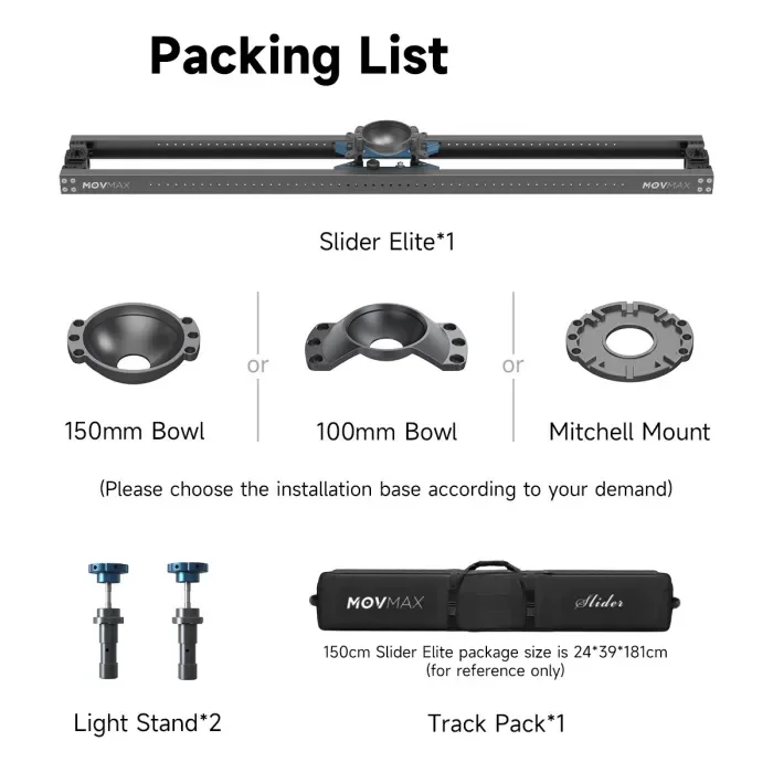 Movmax Slider Elite version 90cm 120cm 150cm lightweight model for film and television professional slide rail