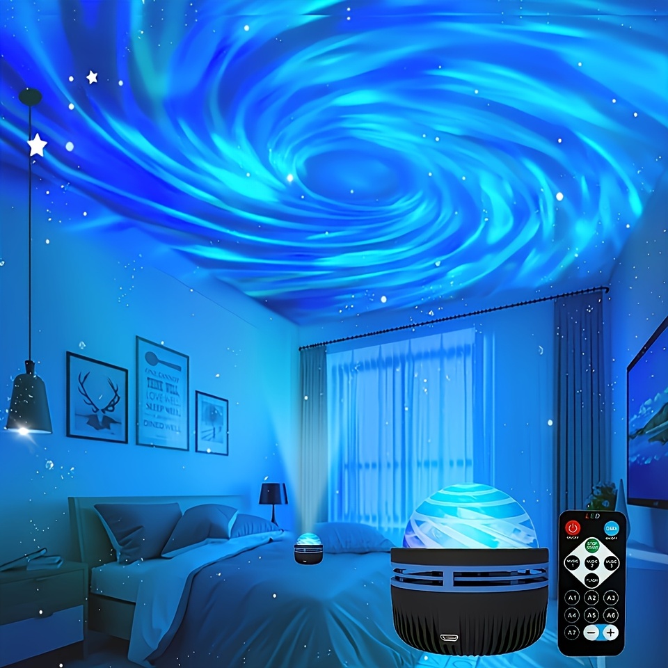 5V USB Starry Sky Projector Light Remote & Sound Control Night Lamp with 7 Modes for Bedroom Christmas Holiday Party Decoration