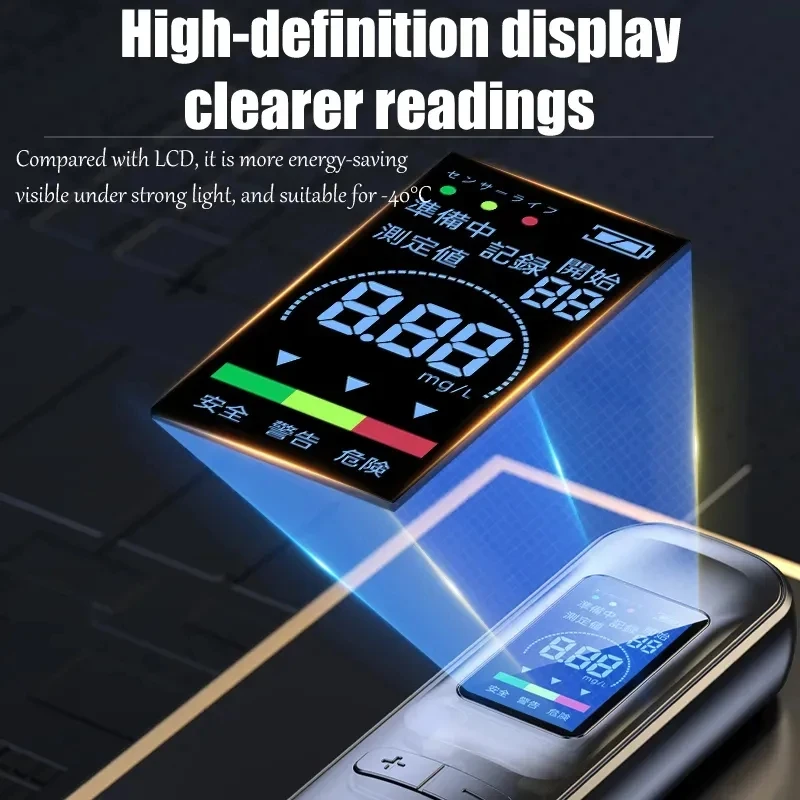 Car Breathalyzer Digital Wine Breath Tester Alcohol Tester Rechargeable Alcohol Detector Color Screen Professional