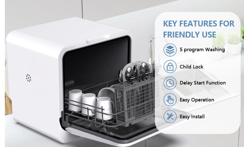 Portable Countertop Dishwasher Air Drying Fully automatic household installation-free disinfection and intelligent lavavajillas 4