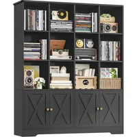 Bookshelf and Bookcase, Double Wide Bookshelfs with 4 Doors,  Kids Bookshelfs with Storage Large Open Bookshelf Kids Book Shelf 2