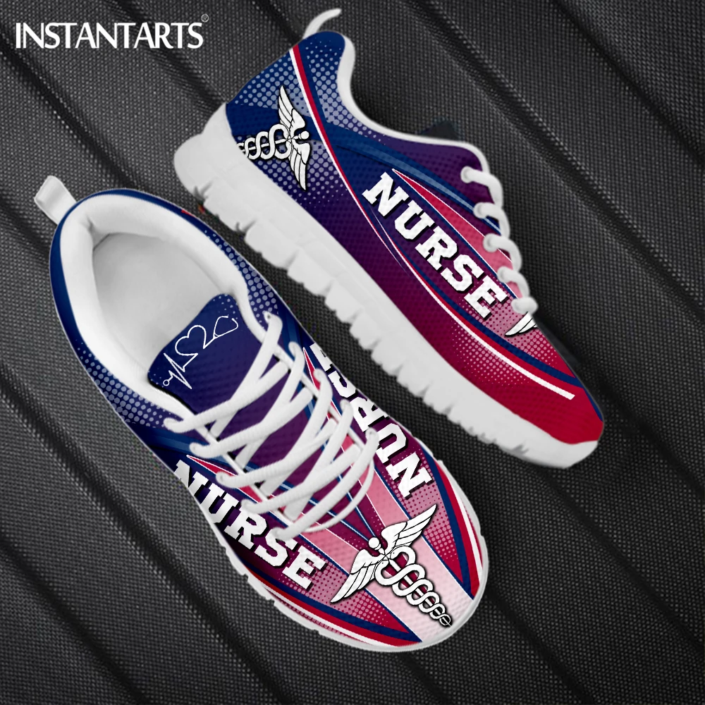 

INSTANTARTS Fashion EMT Sneakers Lightweight Lace up Flat Shoes for Women Paramedic Mesh Male Walking Shoes Zapatillas Hombre