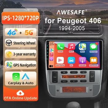 Radio Inalámbrica AWESAFE con CarPlay y Android para Peugeot 406 1994-2005 con Navegación GPS, Bluetooth, WiFi, Arranque Rápido, DSP, FM, Plug and Play 1