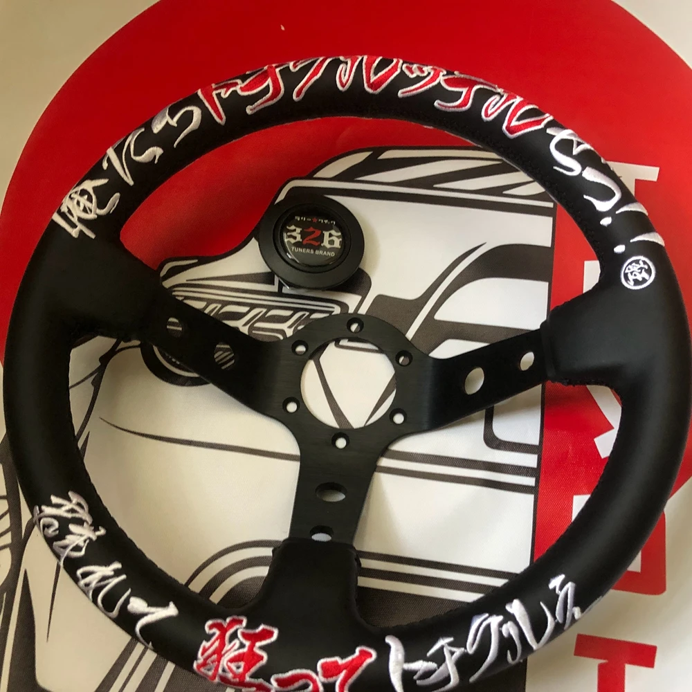 

13Inch Universal Drift 326 Power Steering Wheel Racing Rally JDM Real Leather Steering Wheel Volantes For Toyota Honda VW BMW