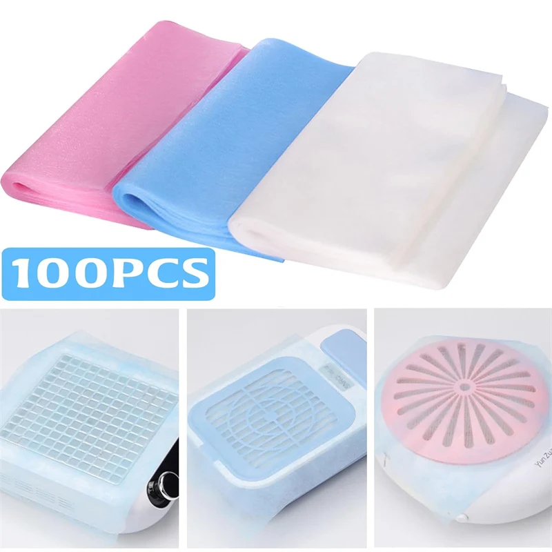 100pcs Disposable Nail Art Vacuum Dust Collector Non-Woven Filter Paper Pink/Blue/White Paper Manicure Machine Dust Filter nail dust filter paper nail dust collector