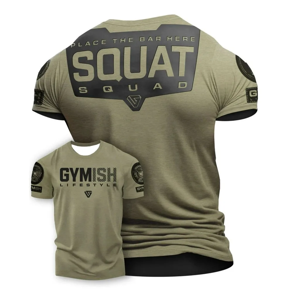 New summer men's fun gym muscle training letter print comfortable and breathable round neck Tshit outdoor casual sports top