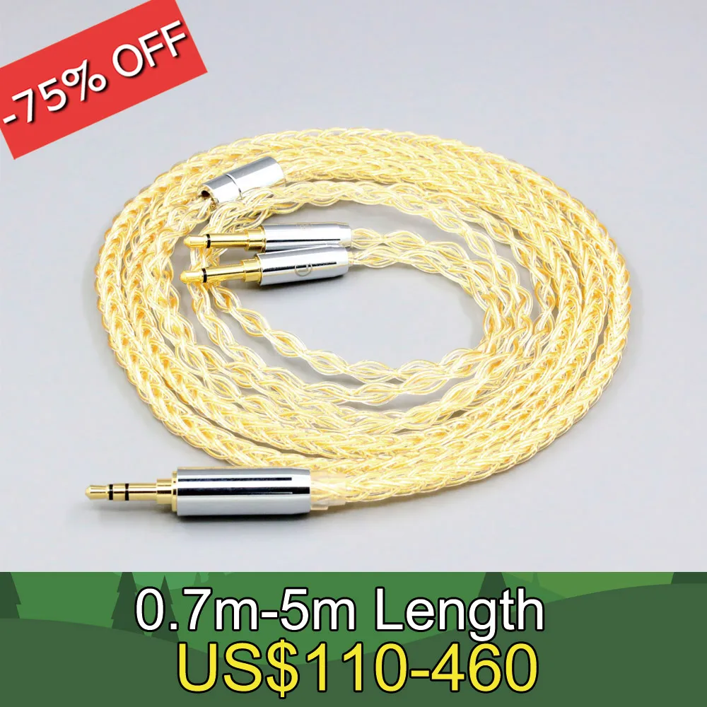 

8 Core 99% 7n Pure Silver 24k Gold Plated Earphone Cable For Denon AH-D7200 AH-D5200 AH-D9200 AH-D600 AH-D7100 LN008428