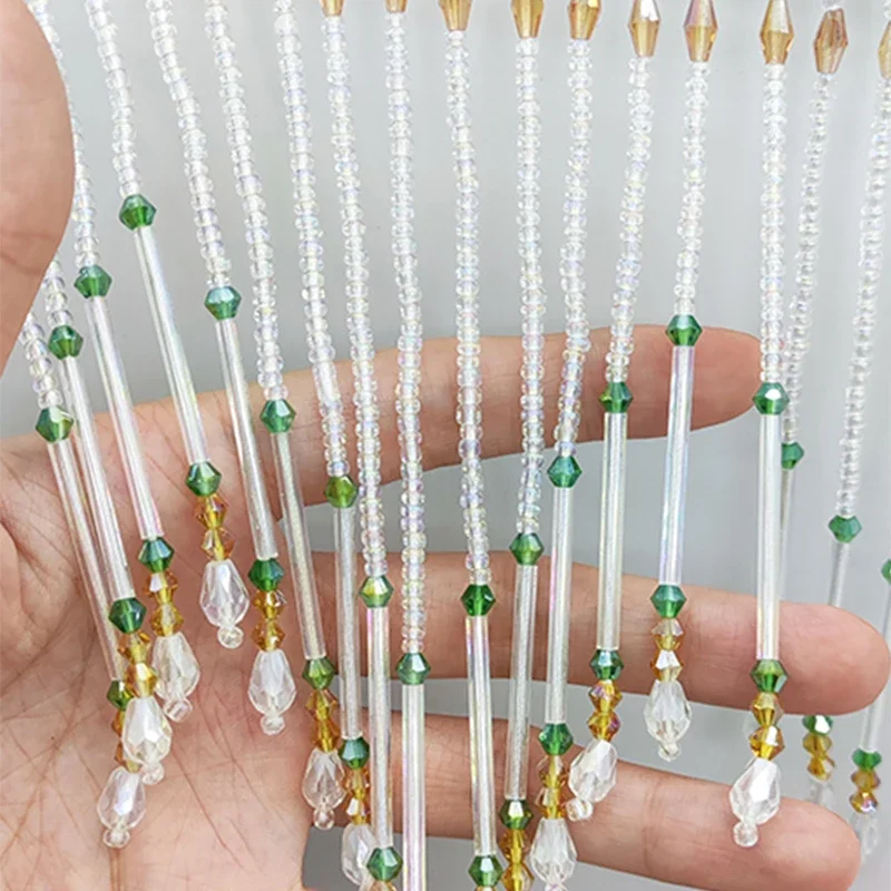 Tubo Di Vetro Lucido Con Frange Di Perline E Nappe, Nastro Da - Foto 3