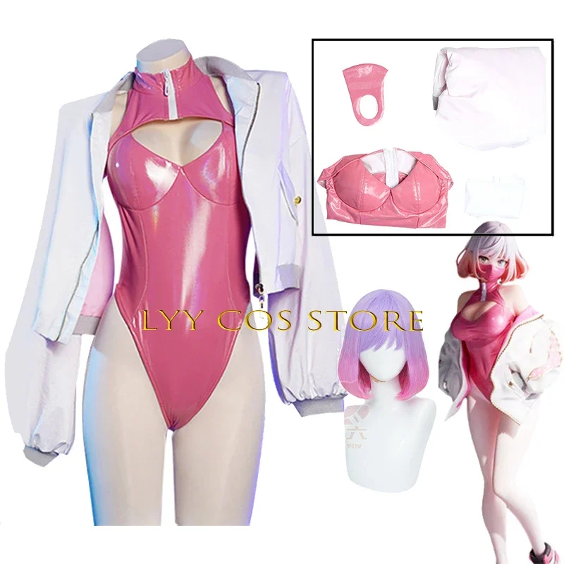 

Astrum Design Mask Girl Luna Cosplay Anime Costume Pink Sexy Jumpsuits Jackets Uniform Wig Set Halloween Party Outfit for Women