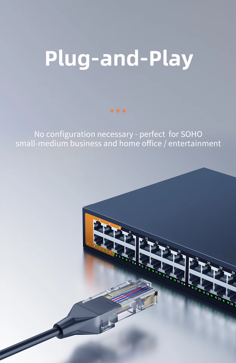 KeepLiNK 24 Port Gigabit Switch Unmanaged 10/100/1000Mbps Metal Housing Fanless Plug Play Network Switch Hub for Home Office