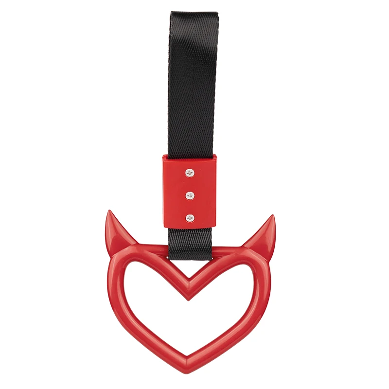thumbnail image 1 of JDM-Correa de mano con forma de corazón de Diablo, asa de autobús y tren Tsurikawa, Correa con dijes de deriva, anillo de advertencia para parachoques trasero de coche, suministros, 1 of 5