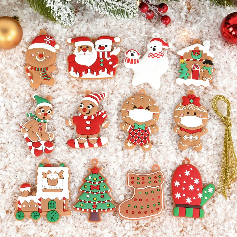 Gingerbread Man Ornaments Xmas Tree Hanging Pendant 2023 Merry Christmas Decorations for Home 2024 New Year Gift Navidad Noel