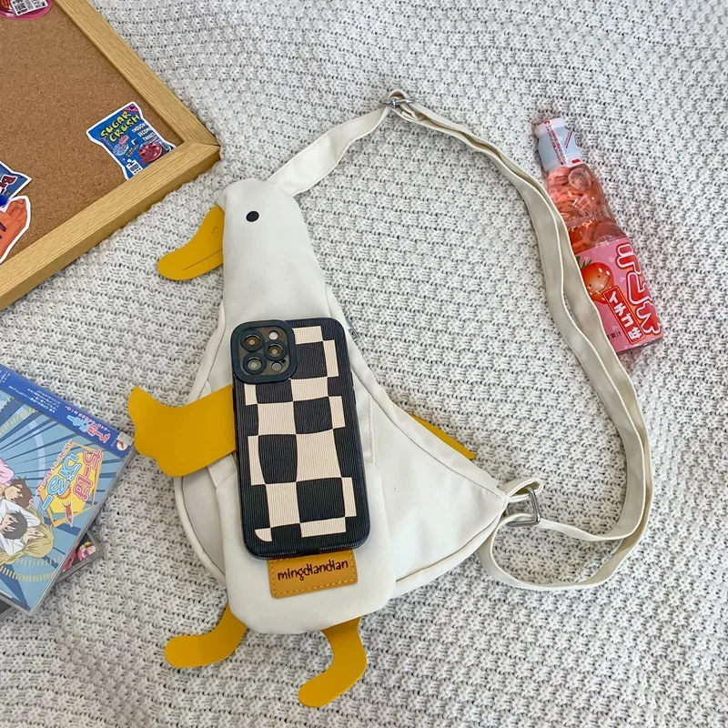 Cartoon Cute Chest Bags for Women 2023 Trend Summer Funny Canvas Bag Ladies High Quality Fashion Animal Print Casual Tote Bag