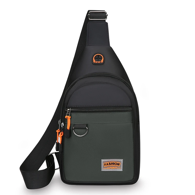 Men's Large Capacity Chest Bag - Multi-Zip Multi-Compartment Crossbody Bag (with Headphone Port), Suitable for Casual Travel and