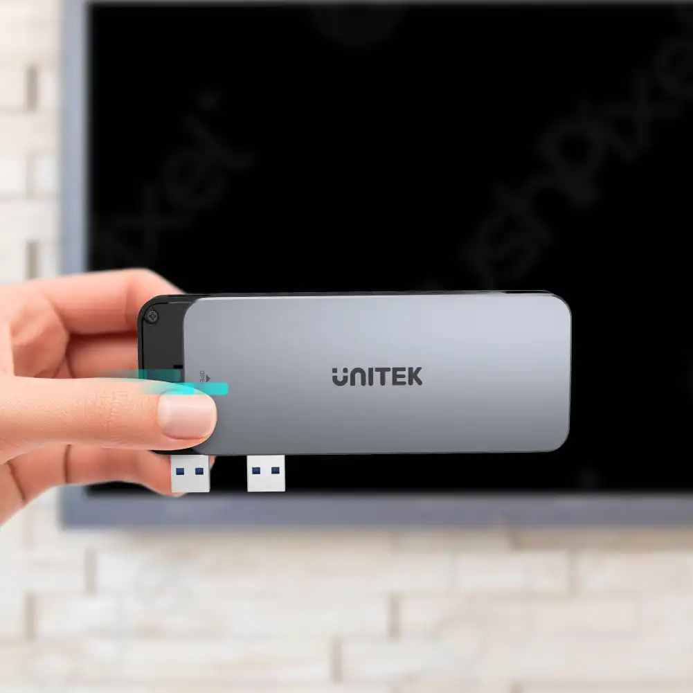 Unitek M2 NVMe SSD Case Dual USB 3.2 Gen2 10Gbps to NVME SSD M.2 Hard Disk Enclosure for PS5 with USB Female to Male Cable