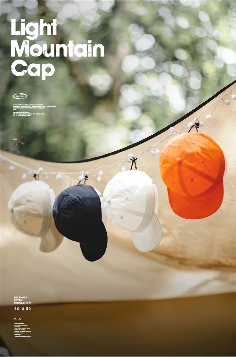 Maden Herren Outdoor-Baseballkappe, schnell trocknend, leicht, kurze Krempe, Sonnenhut, lässig, Camping, japanischer Hut, mehrfarbiger Schirmmütze – Detail 2